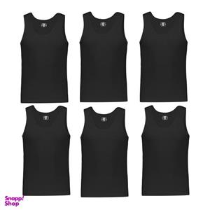 زیرپوش رکابی مردانه برهان تن پوش مدل 17-01 رنگ مشکی بسته 6 عددی