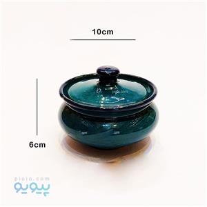 قندان سفالی لعابکاری آبی کد2944