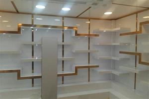 شلف دیواری آسان نصب پردیس مدل لبه طلایی پایه فلزی