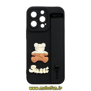 قاب گوشی iPhone 12 Pro Max آیفون طرح سیلیکونی ژله ای سه بعدی برجسته دستبندی دخترونه محافظ لنز دار مشکی کد 196