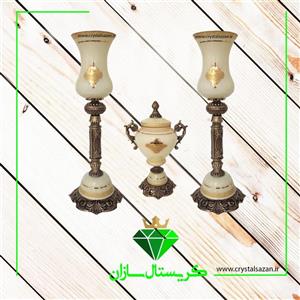 سه تیکه کریستال شمعدان و شکلات خوری کریستال سازان کد CS1335 