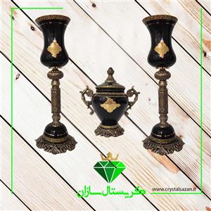 سه تیکه کریستال شمعدان و شکلات خوری کریستال سازان کد CS667 