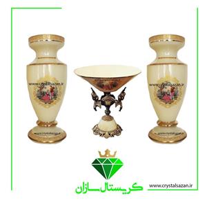 سه تیکه کریستال گلدان کاپ و میوه خوری کریستال سازان کد CS1231 