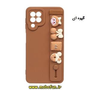قاب گوشی Galaxy A22 4G - Galaxy M32 4G سامسونگ طرح سیلیکونی ژله ای سه بعدی برجسته دستبندی دخترونه محافظ لنز دار قهوه ای کد 214