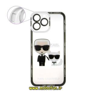 قاب گوشی iPhone 13 Pro Max آیفون ژله ای طرح دار شفاف محافظ لنز دار کارل KARL کد 133