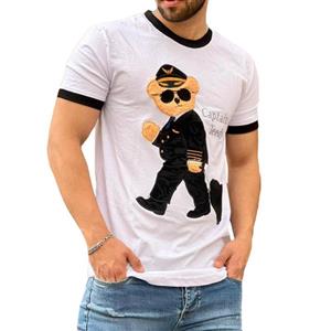 تی شرت لانگ مردانه مدل گلدوزی کاپیتان تدی کد 1003 رنگ سفید 