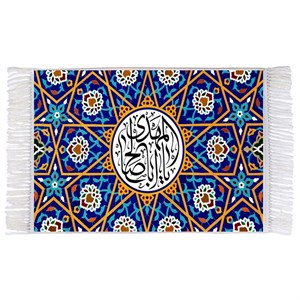 فرش ماشینی دیوارکوب اطلس آبی طرح یا ابا صالح مهدی مدل T3075