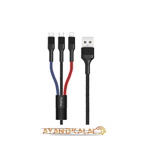 کابل تبدیل USB به USB-C / microUSB / لایتنینگ پرووان مدل PCC280 طول 1 متر