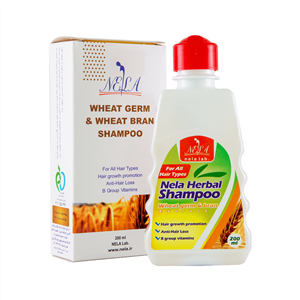 شامپو تقویت کننده و ضد ریزش مو لابراتوار نلا مدل سبوس جوانه گندم  حجم 200 میلی لیتر