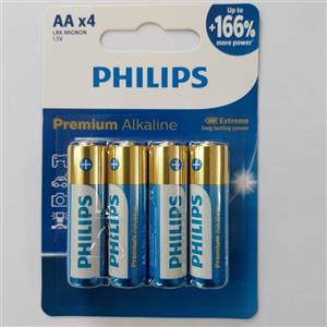 باتری قلمی فیلیپس مدل Premium Alkaline LR6M4B بسته چهار عددی 