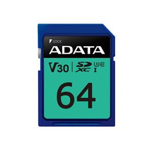 کارت حافظه‌ SDXC ای دیتا مدل Premier Pro کلاس 10 استاندارد UHS-I U3 سرعت 100MBps ظرفیت 64 گیگابایت ADATA Premier Pro Class 10 UHS-I U3 100MBps SDXC 64GB