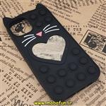 قاب گوشی iPhone 13 آیفون سیلیکونی پاک کنی طرح گربه ای Lucky Cat آینه ای پاپیت فیجت مشکی کد 126