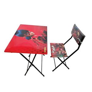 ست میز تحریر و صندلی میزیمو مدل تاشو طرح دختر کفشدوزکی