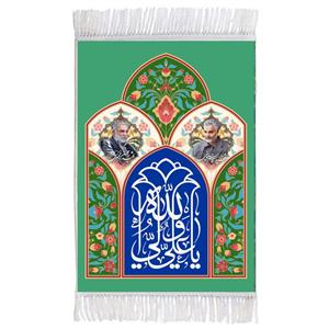فرش ماشینی دیوارکوب اطلس آبی مدل یا علی ولی الله کد T3888
