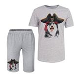 ست تی شرت و شلوارک مردانه مدل DOG کد 106 رنگ طوسی