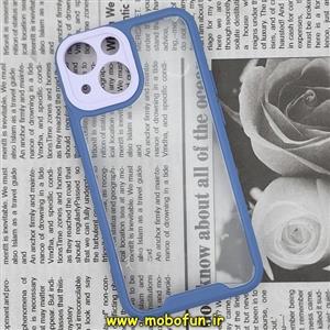 قاب گوشی iPhone 13 Mini آیفون اورجینال Pro Camera طرح پشت طلق شفاف دور ژله ای محافظ لنز دار سرمه ای یاسی کد 21