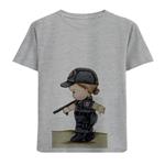 تی شرت آستین کوتاه پسرانه مدل پسرک پلیس D116