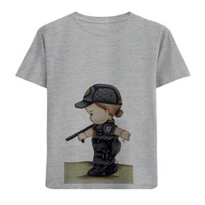 تی شرت آستین کوتاه پسرانه مدل پسرک پلیس D116 
