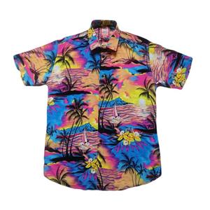 پیراهن آستین کوتاه مردانه سرز طرح هاوایی مدل غروب