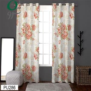 پرده پانچ طرح دار مدل گل قرمز کد PU286
