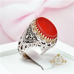 انگشتر مردانه عقیق سرخ نقره کد 444