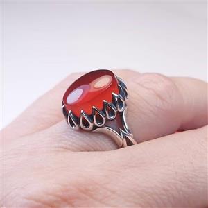 انگشتر عقیق سرخ مردانه نقره کد 888