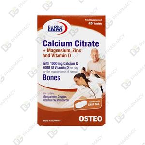 قرص کلسیم سیترات یوروویتال بسته 45 عددی