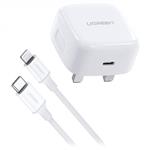 UGREEN USB-C PD Fast Charger UK+ USB-C to Lightning Cable 1m Wall charger