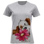 تی شرت آستین کوتاه زنانه مدل سگ وگل D278