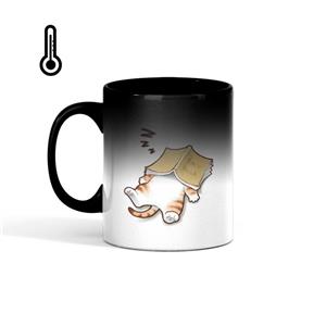 ماگ حرارتی طرح گربه خوابالو