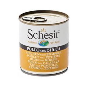 کنسرو سگ شسیر schesir مرغ و کدو حلوایی- 285 گرمی Schesir Chicken With Pumpkin -80213 Dog Food