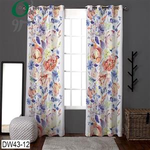 پرده پانچ طرح دار مدل گل قرمز کد DW43-12
