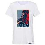 تی شرت آستین کوتاه زنانه 27 مدل Sasha Attack on titan کد KV68 رنگ سفید
