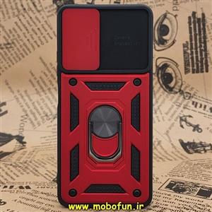 قاب گوشی Redmi Note 11 (China) 5G - Redmi Note 11T - Poco M4 Pro 5G شیائومی طرح ضد ضربه بتمن هولدر دار محافظ لنز دار کشویی قرمز کد 34