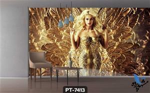 پوستر دیواری طرح چهره ملکه طلایی کد PT7413 