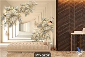 پوستر دیواری طرح گل و دالان سه بعدی کد PT6257 