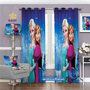 پرده پانچ دخترانه طرح کارتونی آلسا و آنا کد s-6125