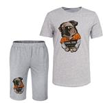 ست تی شرت و شلوارک مردانه مدل DOG کد 175 رنگ طوسی