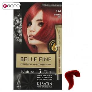 کیت رنگ مو بله فاین سری Natural 3 Oils شماره 7.64 Belle Fine Natural 3 Oils No 7.64 Hair Color Kit