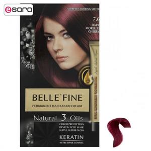 کیت رنگ مو بله فاین سری Natural 3 Oils شماره 7.6 Belle Fine Natural 3 Oils No 7.6 Hair Color Kit