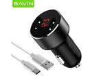 شارژر فندکی یواس‌بی با کابل تایپ‌سی باوین BAVIN PC373 2.4A Digital Power Indicator Car Charger Dual USB Port 12W