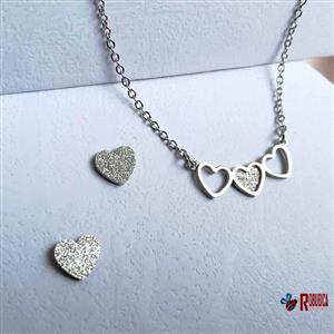 نیم ست قلب های پیوسته زنانه استیل 9985