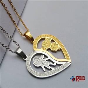 گردنبند استیل دوتکه پازلی مدل قلب 4496