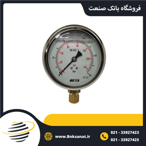 گیج فشار بتا ( BETA ) چین روغنی عمودی صفحه 10 سانتی متر