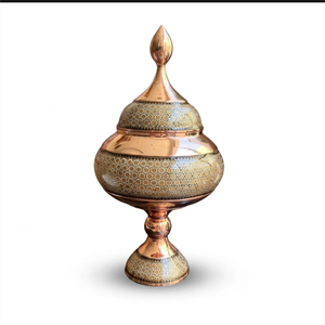 شکلات خوری خاتم کاری مسی مدل پایه دار -