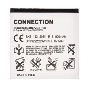 باتری موبایل مدل BST-38 ظرفیت 900 میلی آمپر ساعت مناسب برای گوشی موبایل سونی اریکسون W580c