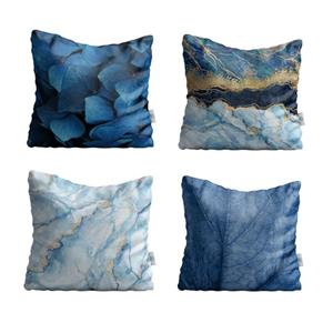 کاور کوسن شمسه نگار مدل گل آبی کد CUS13 مجموعه چهار عددی