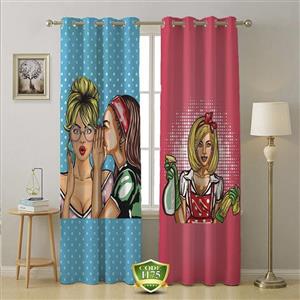 پرده صورتی و آبی طرح دختران جوان و مدرن – هازان داتیس کد 1175