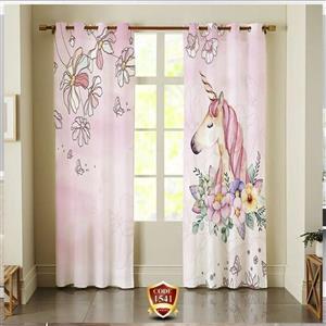 پرده دوتکه صورتی طرح اسب تک شاخ(یونیکورن) – هازان داتیس کد 1541