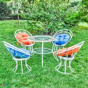 میز و صندلی ناهار خوری 4 نفره مدل باغی طرح صدفی